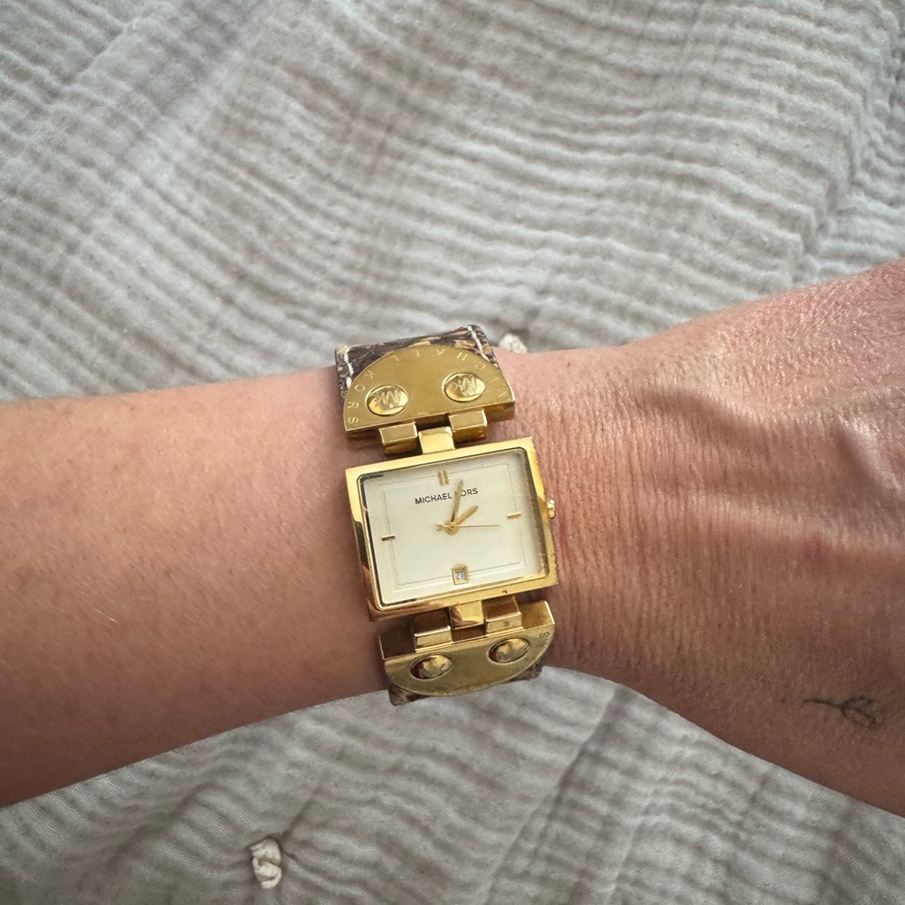 Michael Kors Gold and Brown Square Watch